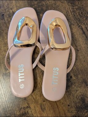 Women's Blush Slide Sandals with Gold Accent
